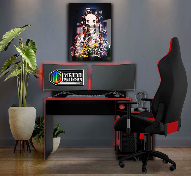 Quadro Metalizado Personagens Demon Slayer Nezuko Placa Decorativa Brilhante