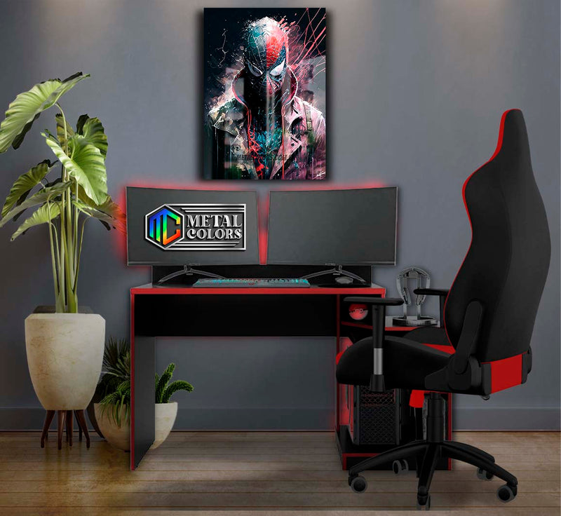 Quadro Metalizado Homem Aranha Spiderman Game art  Placa Decorativa Brilhante