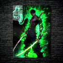 Quadro Metálico Zoro Santoryu IA Art Anime One Piece Full HD
