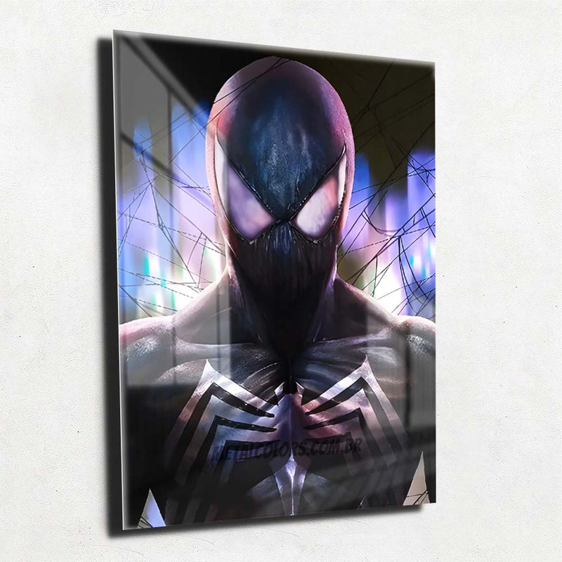 Quadro Metalizado Homem Aranha Venom Game art  Placa Decorativa Brilhante