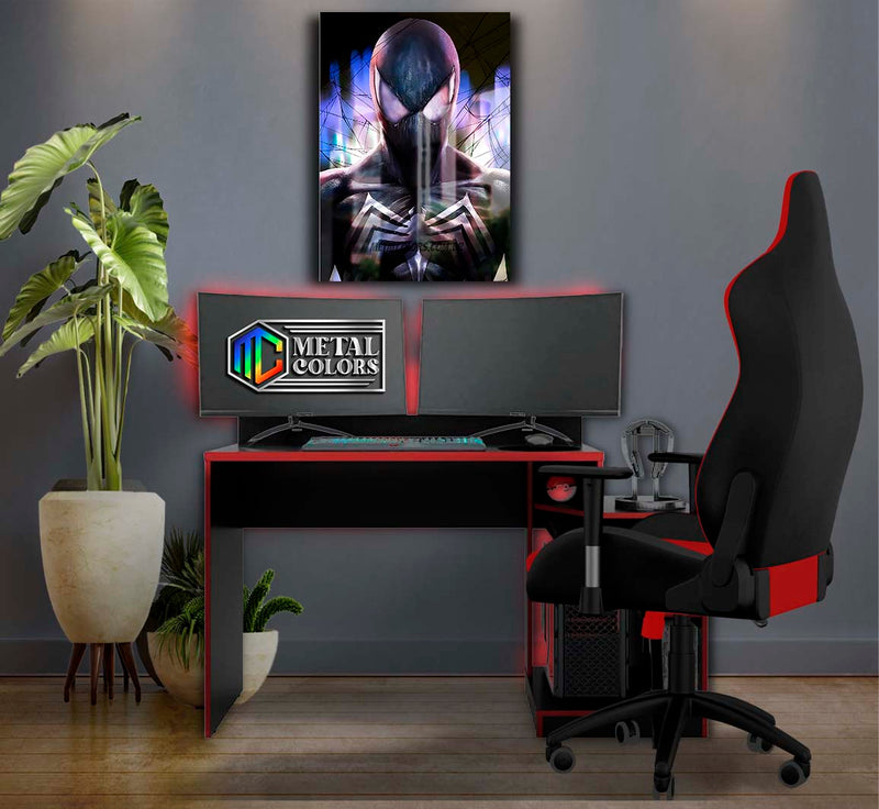 Quadro Metalizado Homem Aranha Venom Game art  Placa Decorativa Brilhante