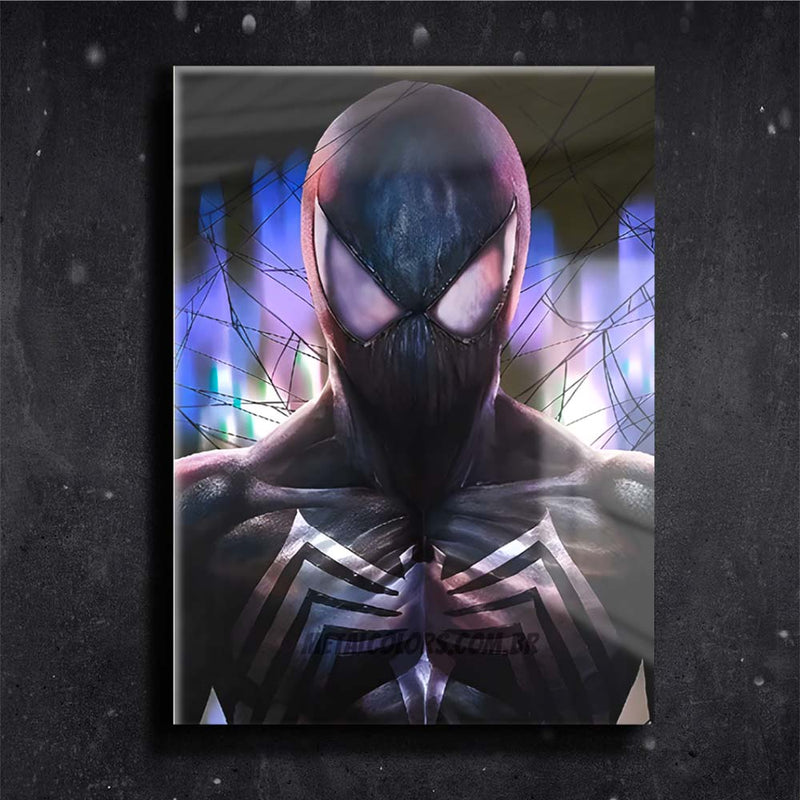 Quadro Metalizado Homem Aranha Venom Game art  Placa Decorativa Brilhante