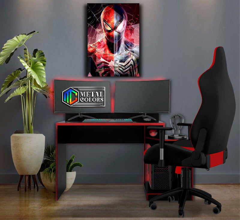 Quadro Metalizado Homem Aranha Venom Simbionte Game art  Placa Decorativa Brilhante