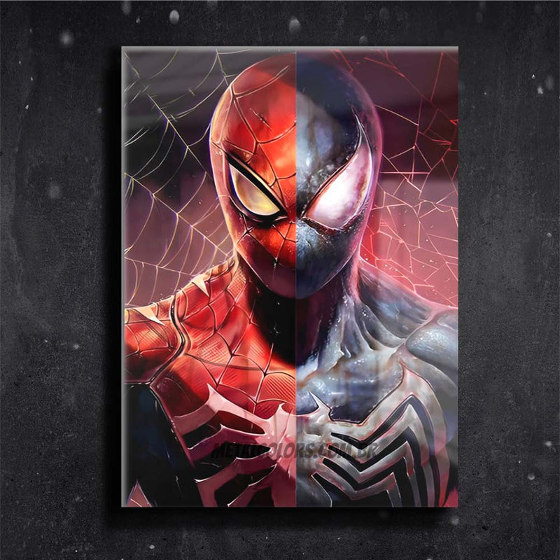 Quadro Metalizado Homem Aranha Venom Simbionte Game art  Placa Decorativa Brilhante