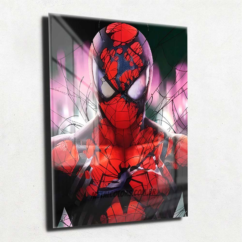 Quadro Metalizado Homem Aranha Versão PS5 Game art Placa Decorativa Brilhante