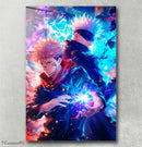 Quadro Metálico Itadori e Gojo IA Art Anime Jujutsu Kaisen Full HD Brilhante