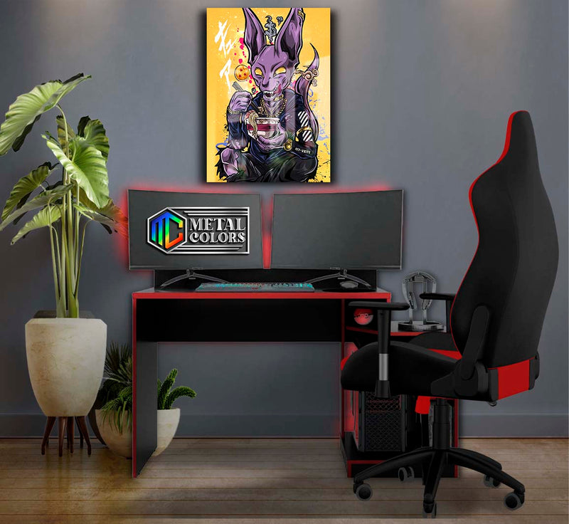 Quadro Metalizado Bills Dragon Ball Super Anime Placa Decorativa Brilhante