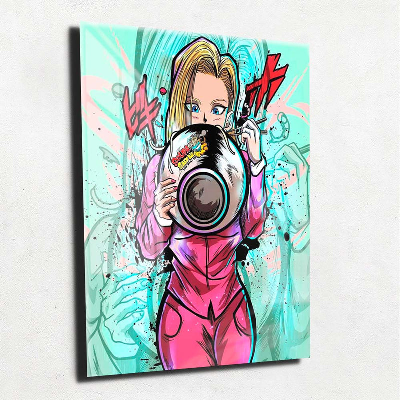 Quadro Metalizado Android 18 Dragon Ball Anime Placa Decorativa Brilhante