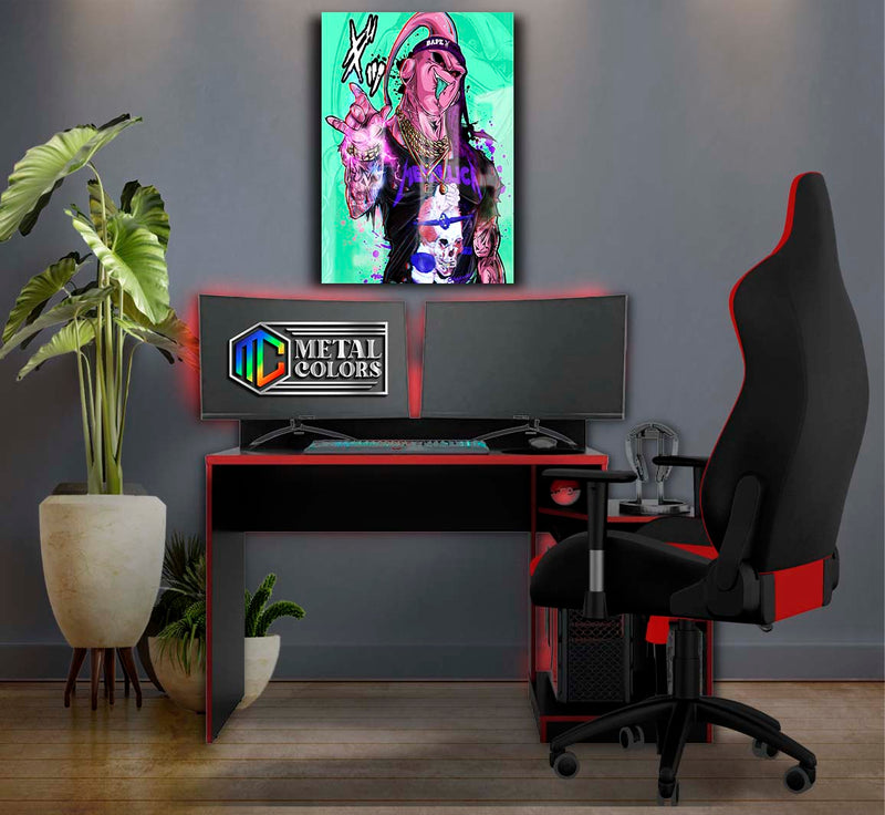 Quadro Metalizado Majin boo Tatoo Art Anime Placa Decorativa Brilhante