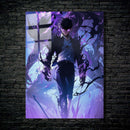 Quadro Metálico Sung Jin-woo Sombras IA Art Anime Solo Leveling Full HD Brilhante