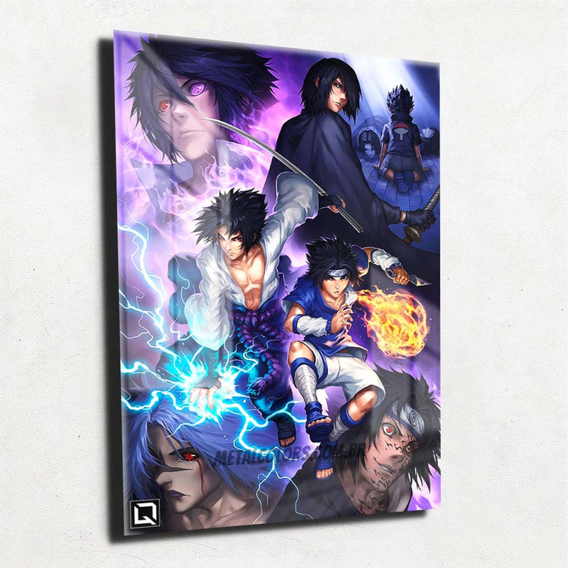 Quadro Metalizado sasuke Uchiha Versões Anime Placa Decorativa Brilhante