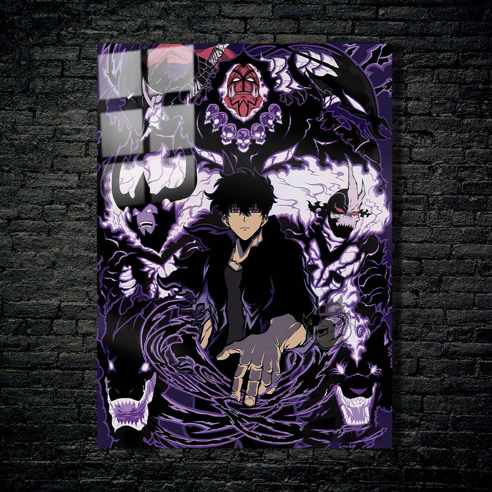 SHINJIRO ATAE Photo exhibition #08 Sサイズ Quadro Metálico Sung Jin-woo Invocações IA Art Anime Solo Leveling Ful