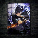 Quadro Metálico Sung Jin-woo Pôster IA Art Anime Solo Leveling Full HD Brilhante