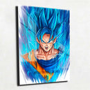 Quadro Metalizado goku SSJ Blue Art Dragon Ball super Placa Decorativa Brilhante