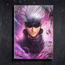 Quadro Metalizado Satoru Gojo Art Jujutsu Kaisen Placa Decorativa Brilhante