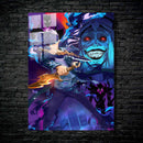 Quadro Metálico Sung Jin-woo Estátua Pôster IA Art Anime Solo Leveling Full HD Brilhante