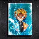 Quadro Metalizado Zenitsu Art Demon Slayer Placa Decorativa Brilhante