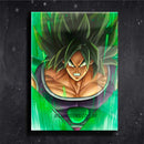 Quadro Metalizado Broly Art Dragon Ball super Placa Decorativa Brilhante