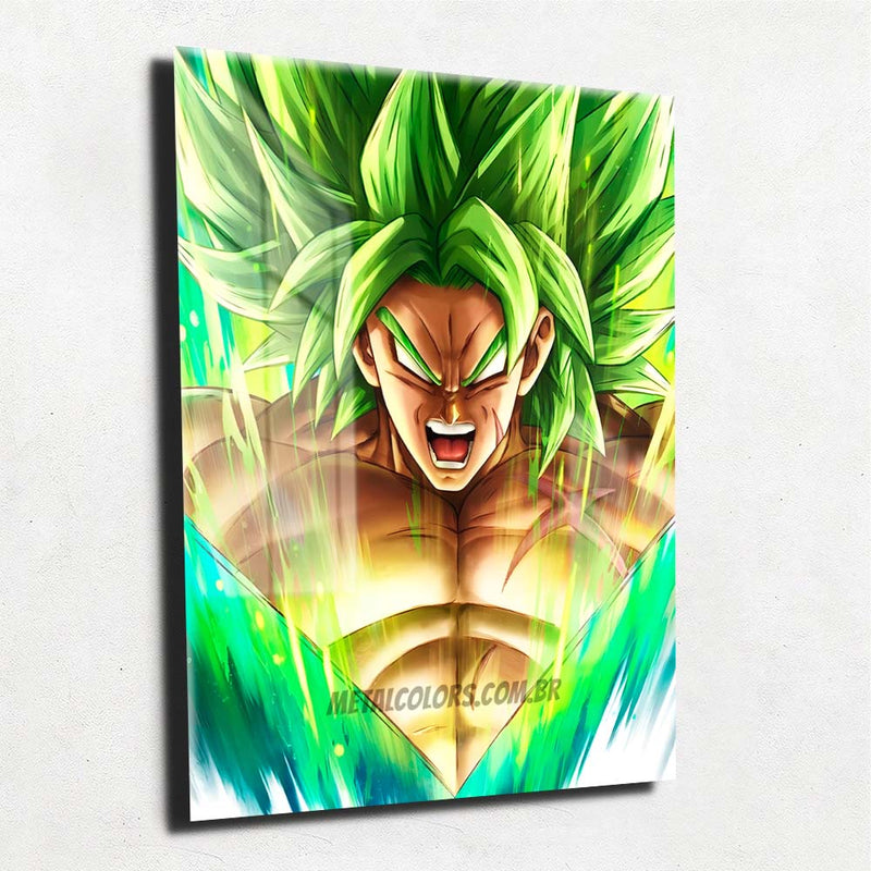 Quadro Metalizado Broly Sayajin Art Dragon Ball super Placa Decorativa Brilhante