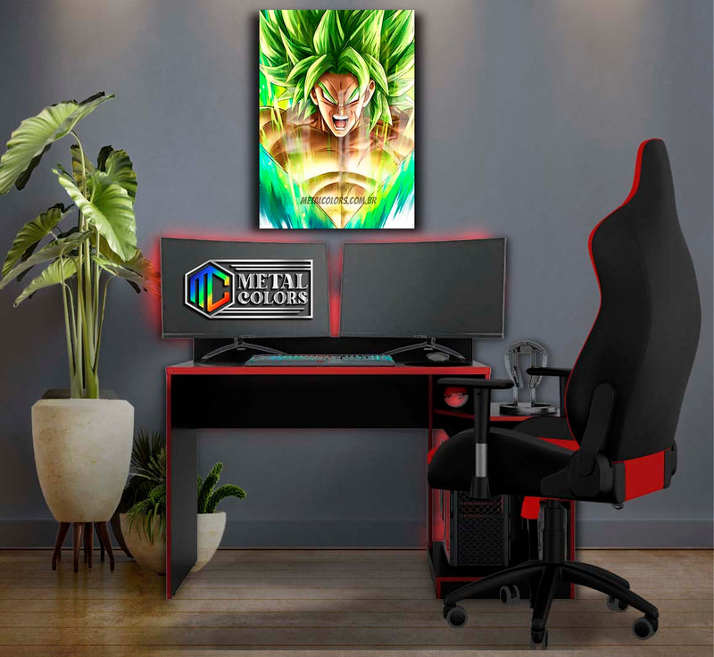 Quadro Metalizado Broly Sayajin Art Dragon Ball super Placa Decorativa Brilhante