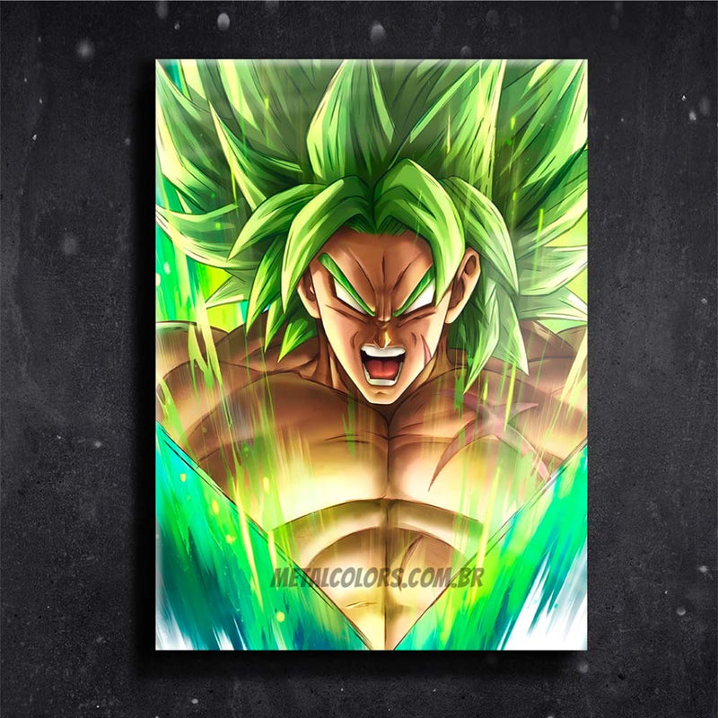 Quadro Metalizado Broly Sayajin Art Dragon Ball super Placa Decorativa Brilhante