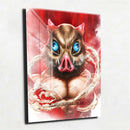 Quadro Metalizado Inosuke Art Demon Slayer Placa Decorativa Brilhante