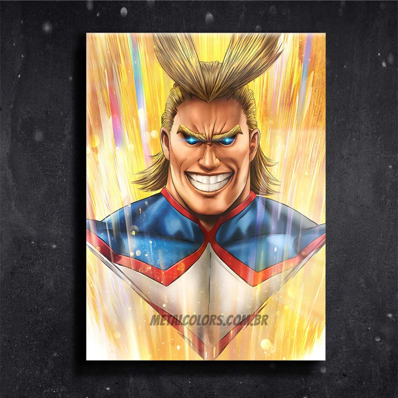 Quadro Metalizado All Might Art My Hero Academia Placa Decorativa Brilhante