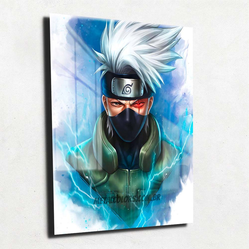 Quadro Metalizado Kakashi Art Naruto Placa Decorativa Brilhante