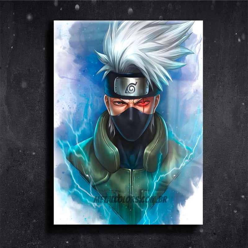 Quadro Metalizado Kakashi Art Naruto Placa Decorativa Brilhante