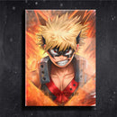 Quadro Metalizado Bakugo Art My Hero Academia Placa Decorativa Brilhante