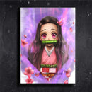 Quadro Metalizado Nezuko Art Demon Slayer Placa Decorativa Brilhante