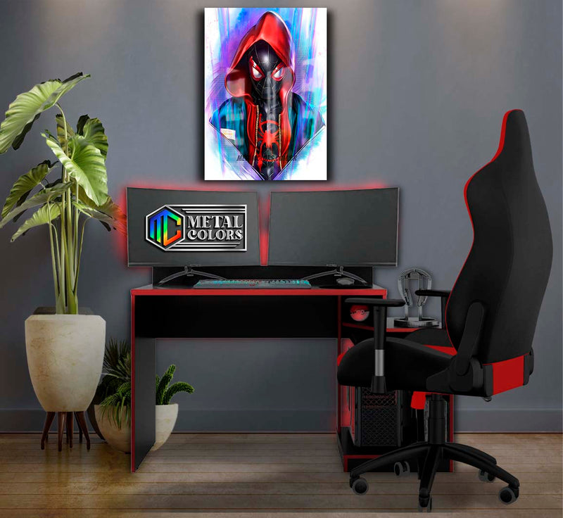 Quadro Metalizado Miles Morales Homem Aranha Art Placa Decorativa Brilhante