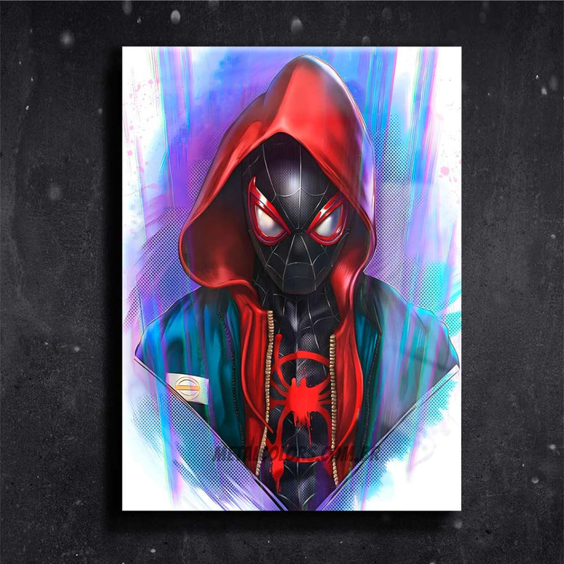 Quadro Metalizado Miles Morales Homem Aranha Art Placa Decorativa Brilhante