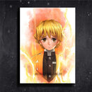 Quadro Metalizado Zenitsu Art Demon Slayer Anime Placa Decorativa Brilhante
