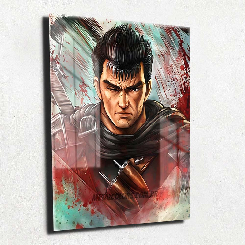 Quadro Metalizado Guts Berserk Art Anime Placa Decorativa Brilhante