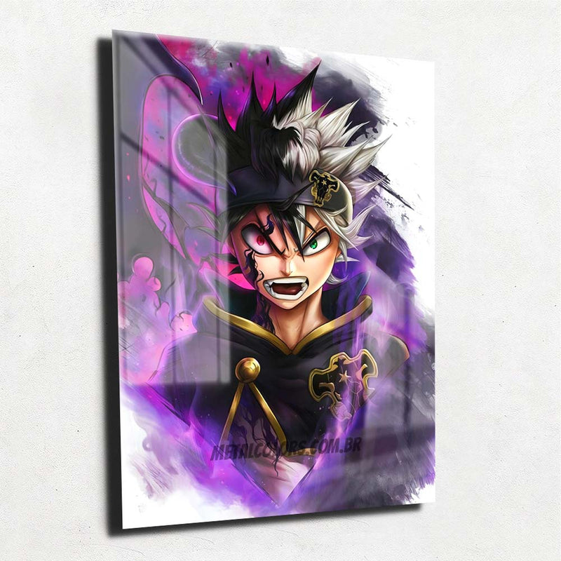 Quadro Metalizado Asta Demon Art Black Clover Anime Placa Decorativa Brilhante