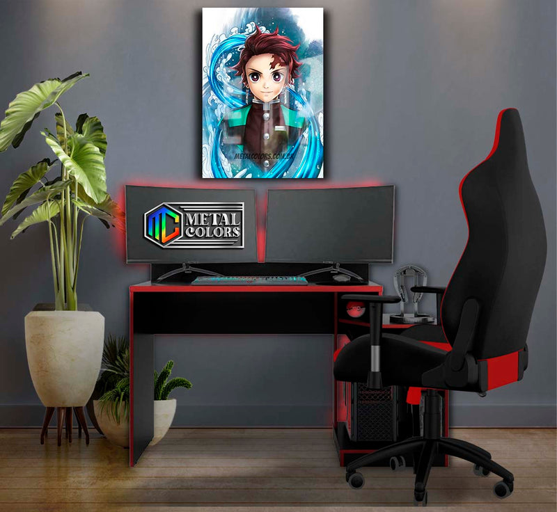 Quadro Metalizado Tanjiro Demon Slayer Anime Placa Decorativa Brilhante