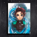 Quadro Metalizado Tanjiro Demon Slayer Anime Placa Decorativa Brilhante