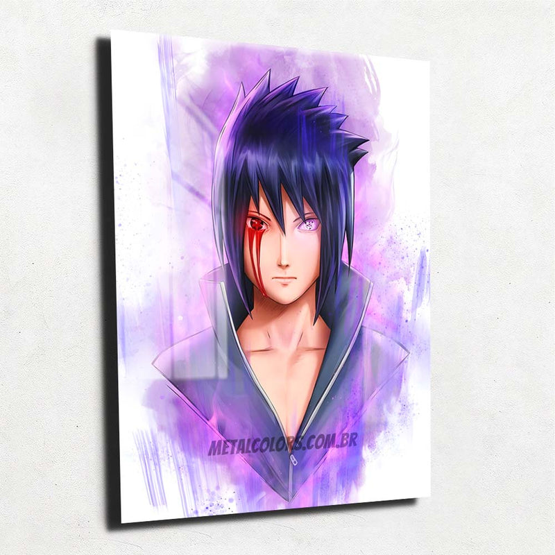 Quadro Metalizado Sasuke Naruto Anime Placa Decorativa Brilhante