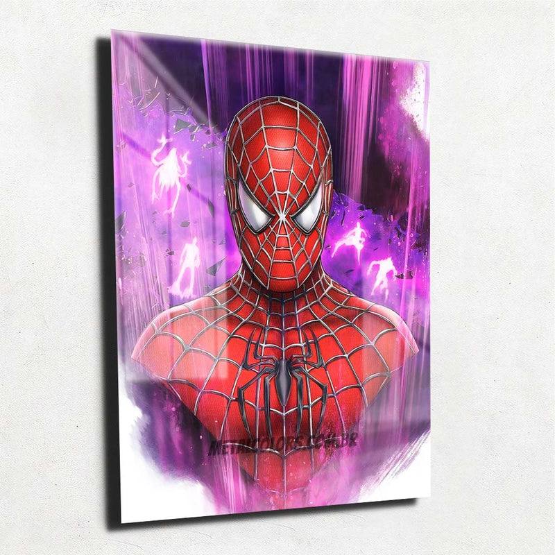 Quadro Metalizado Homem Aranha Tobey filme Placa Decorativa Brilhante