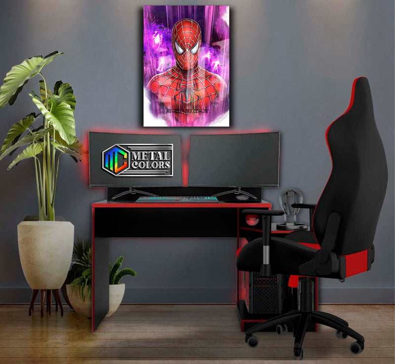 Quadro Metalizado Homem Aranha Tobey filme Placa Decorativa Brilhante