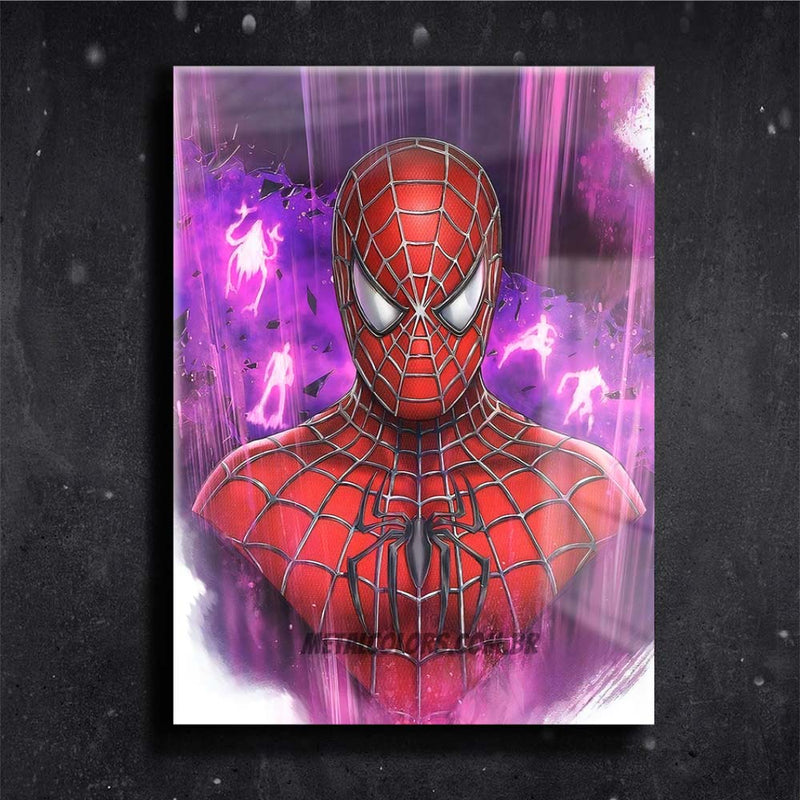 Quadro Metalizado Homem Aranha Tobey filme Placa Decorativa Brilhante