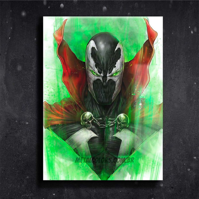 Quadro Metalizado Spawn HQ Placa Decorativa Brilhante