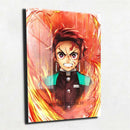 Quadro Metalizado Tanjiro Demon Slayer Respiração Fogo Placa Decorativa Brilhante