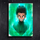 Quadro Metalizado Rock Lee Portões Abertos Naruto Anime Placa Decorativa Brilhante