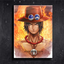 Quadro Metalizado Ace One Piece Anime Placa Decorativa Brilhante