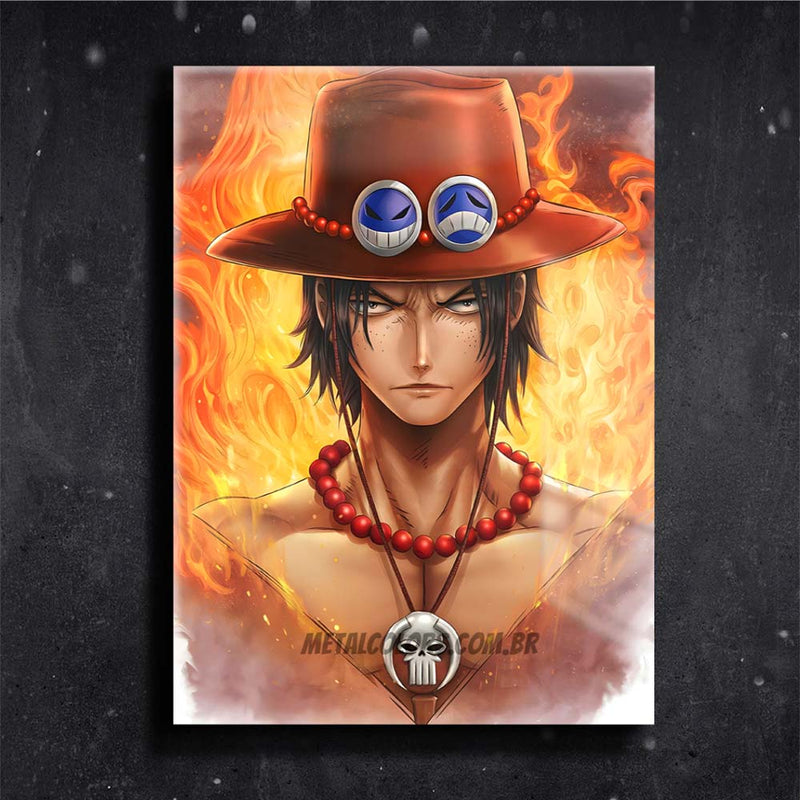 Quadro Metalizado One Piece Luffy Sabo e Ace Irmãos Placa Decorativa B