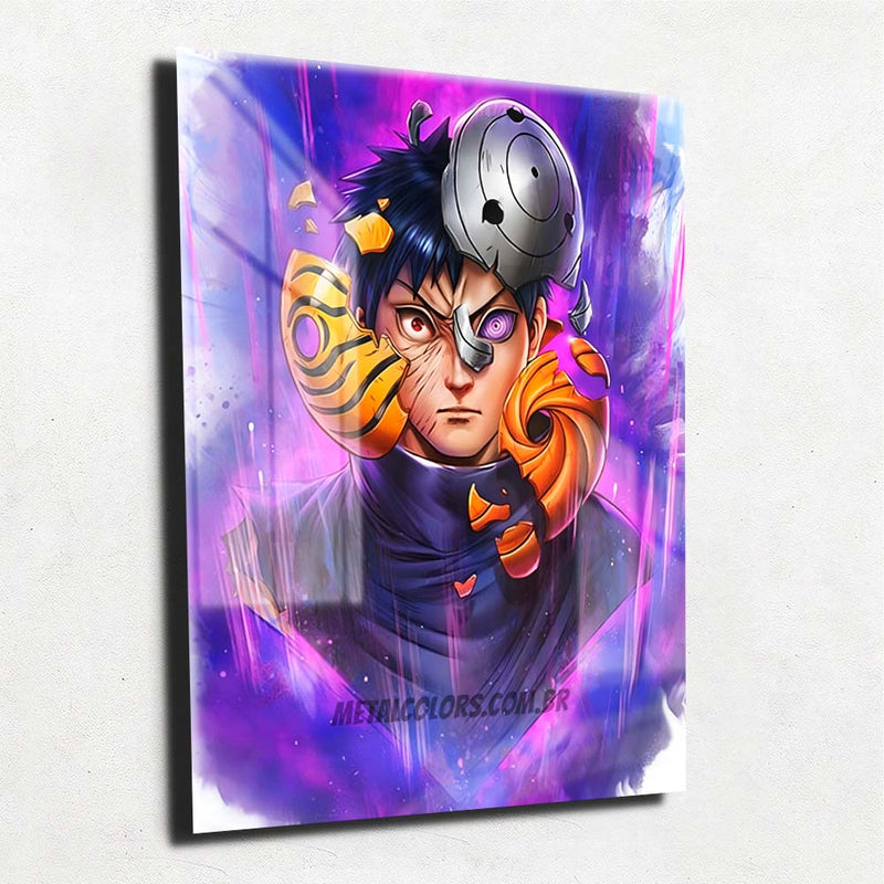 Quadro Metalizado Obito Uchiha Naruto Anime Placa Decorativa Brilhante