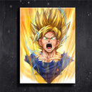 Quadro Metalizado Goku Ssj 2 Dragon Ball Anime Placa Decorativa Brilhante