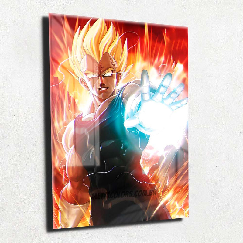 Quadro Metalizado Majin Vegeta Dragon ball Anime Placa Decorativa Brilhante